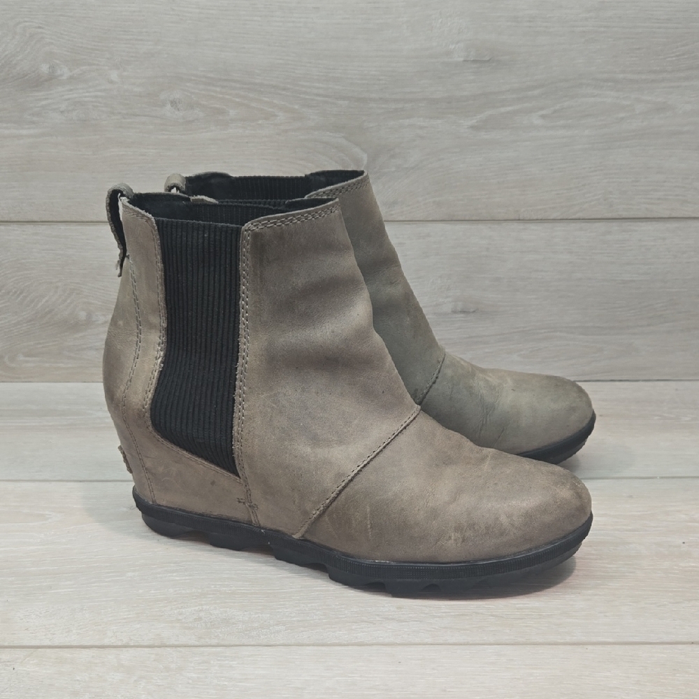 Sorel Women Ankle Hidden Wedge Leather Boots Shoes Sz 11